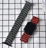 Stuff Certified® Braided Nylon Strap for iWatch 38mm / 40mm (Medium) - Bracelet Strap Wristband Watchband Black-White