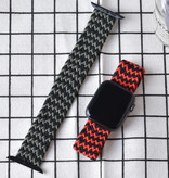 Stuff Certified® Bracelet en nylon tressé pour iWatch 42 mm / 44 mm (petit) - Bracelet Bracelet Bracelet de montre noir-rouge