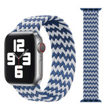 Stuff Certified® Gevlochten Nylon Bandje voor iWatch 42mm / 44mm  (Large) - Armband Strap Polsband Horlogeband Wit-Blauw