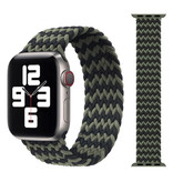 Stuff Certified® Bracelet en nylon tressé pour iWatch 42 mm / 44 mm (grand) - Bracelet Bracelet Bracelet de montre noir-vert