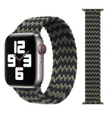 Stuff Certified® Braided Nylon Strap for iWatch 42mm / 44mm (Large) - Bracelet Strap Wristband Watchband Black-Green