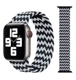 Stuff Certified® Braided Nylon Strap for iWatch 38mm / 40mm (Large) - Bracelet Strap Wristband Watchband Black-White
