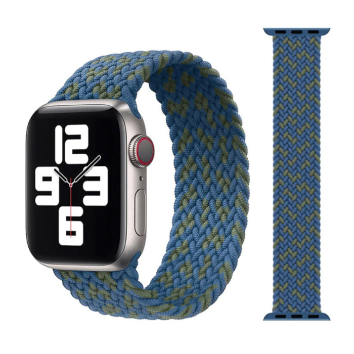 Cinturino in nylon intrecciato per iWatch 42 mm / 44 mm (grande) - Cinturino cinturino cinturino cinturino blu-verde