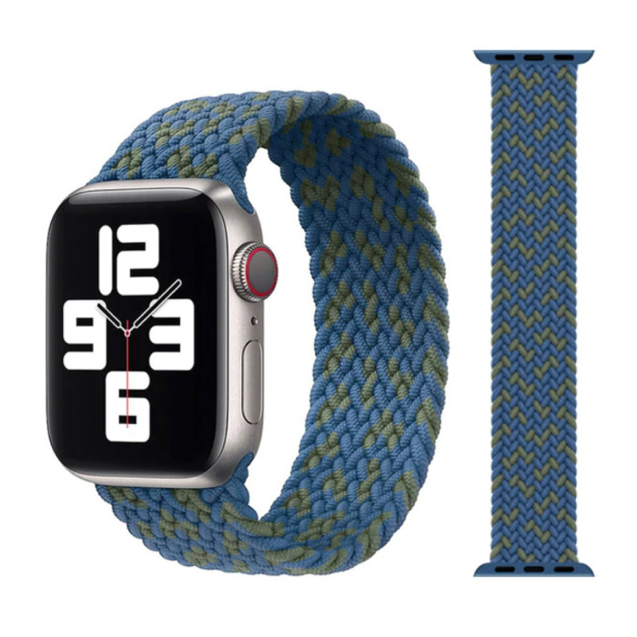 Gevlochten Nylon Bandje voor iWatch 38mm / 40mm  (Large) - Armband Strap Polsband Horlogeband Blauw-Groen