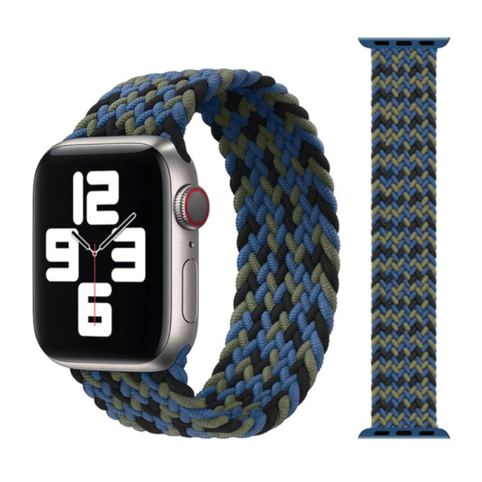 Bracelet en nylon tressé pour iWatch 42 mm / 44 mm (grand) - Bracelet Bracelet Bracelet de montre noir-vert-bleu