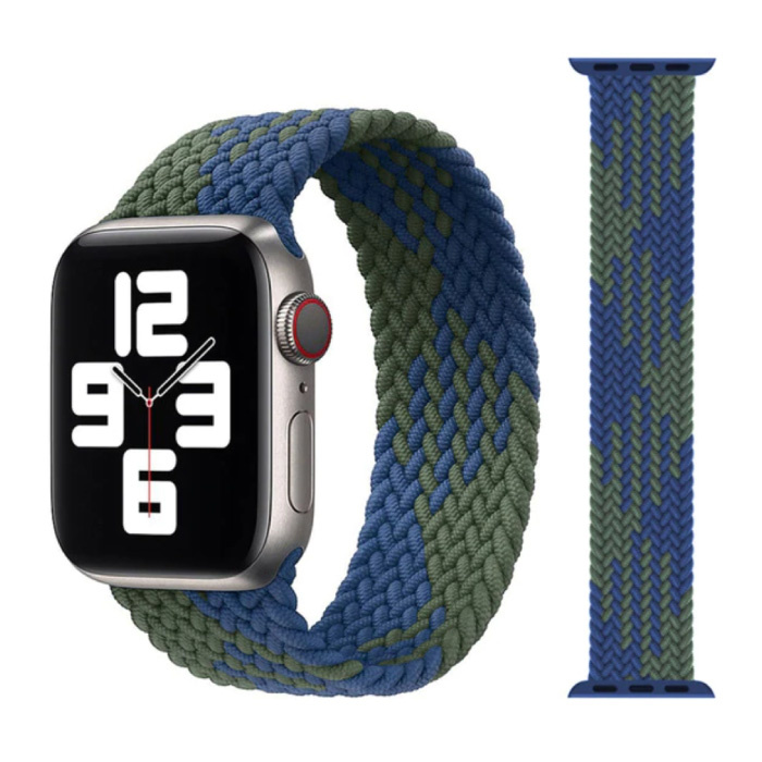 Gevlochten Nylon Bandje voor iWatch 38mm / 40mm  (Medium) - Armband Strap Polsband Horlogeband Blauw-Groen