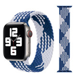 Stuff Certified® Gevlochten Nylon Bandje voor iWatch 42mm / 44mm  (Large) - Armband Strap Polsband Horlogeband Wit-Blauw