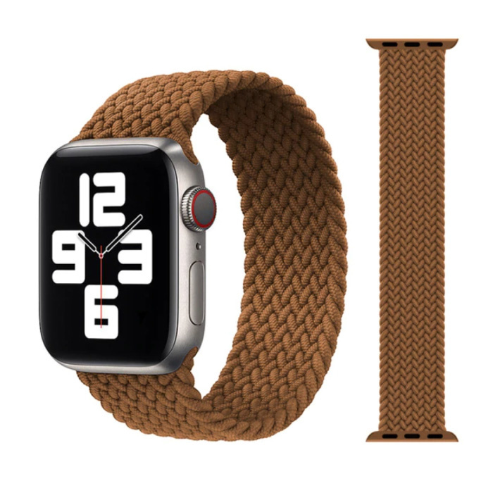 Gevlochten Nylon Bandje voor iWatch 42mm / 44mm  (Large) - Armband Strap Polsband Horlogeband Bruin