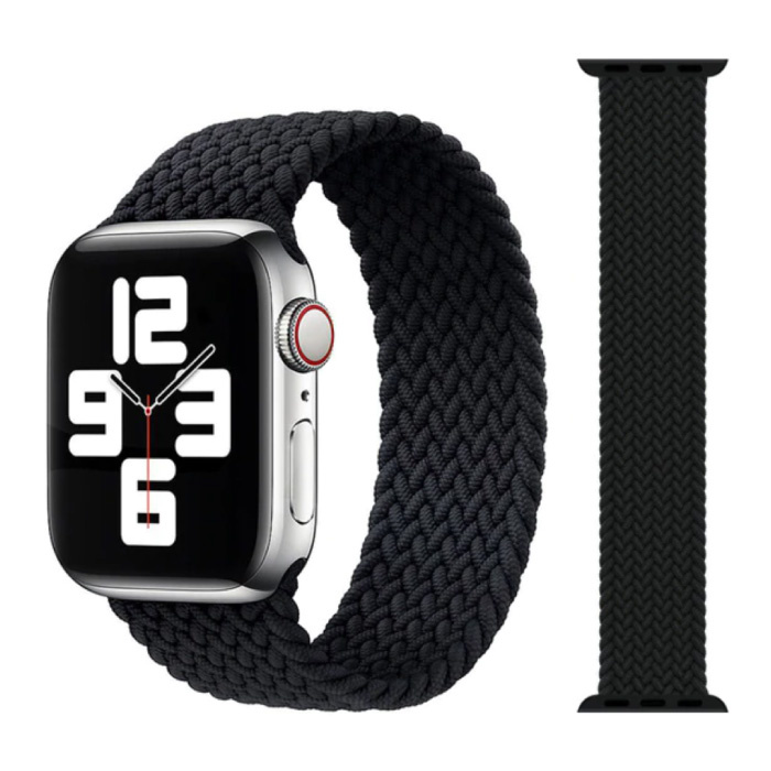 Gevlochten Nylon Bandje voor iWatch 42mm / 44mm  (Large) - Armband Strap Polsband Horlogeband Zwart