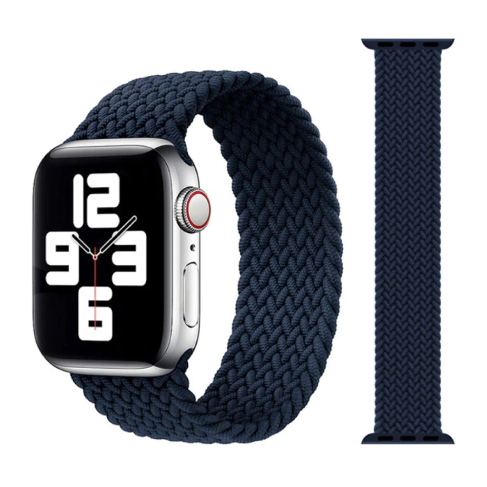 Gevlochten Nylon Bandje voor iWatch 42mm / 44mm  (Large) - Armband Strap Polsband Horlogeband Donkerblauw