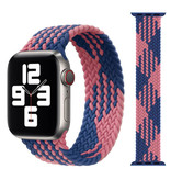 Stuff Certified® Gevlochten Nylon Bandje voor iWatch 42mm / 44mm  (Small) - Armband Strap Polsband Horlogeband Blauw-Roze