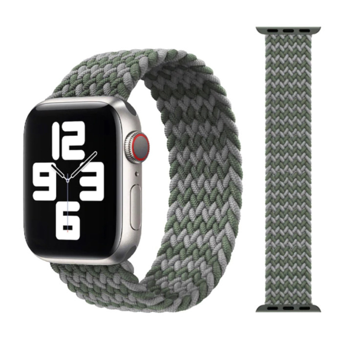 Stuff Certified® Gevlochten Nylon Bandje voor iWatch 38mm / 40mm  (Large) - Armband Strap Polsband Horlogeband Grijs-Groen