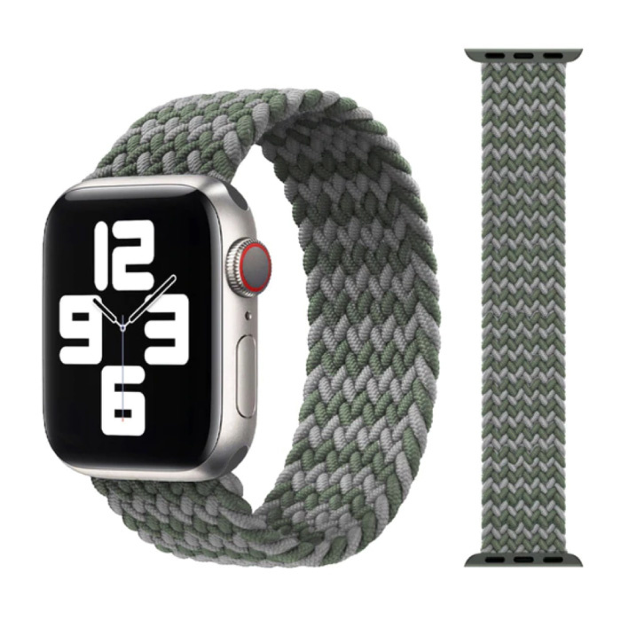 Geflochtenes Nylonarmband für iWatch 42 mm / 44 mm (mittel) - Armbandarmband Armband Armband grau-grün