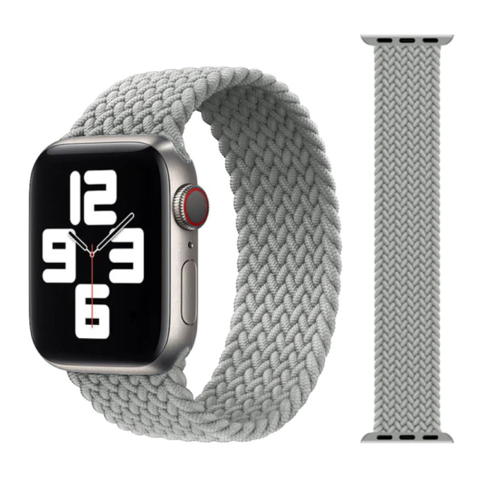 Gevlochten Nylon Bandje voor iWatch 42mm / 44mm  (Extra Small) - Armband Strap Polsband Horlogeband Lichtgrijs