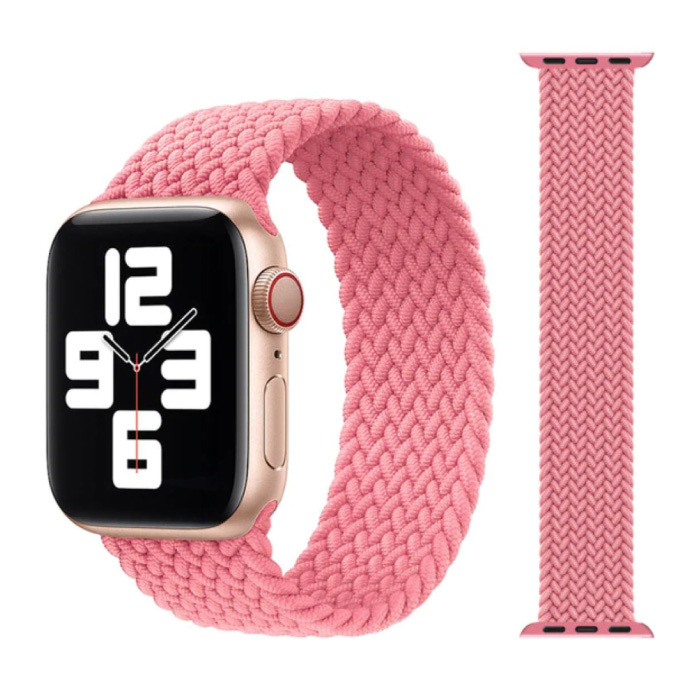 Gevlochten Nylon Bandje voor iWatch 42mm / 44mm  (Large) - Armband Strap Polsband Horlogeband Roze