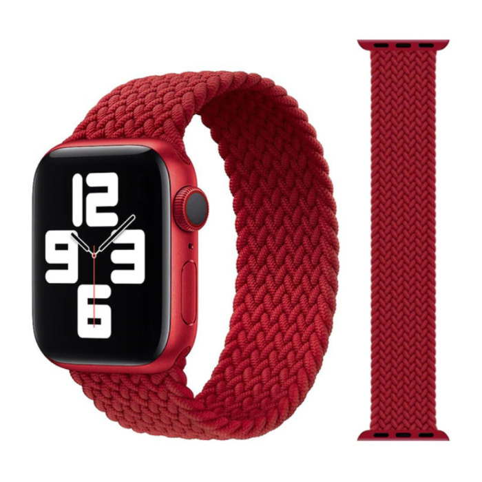 Gevlochten Nylon Bandje voor iWatch 42mm / 44mm  (Large) - Armband Strap Polsband Horlogeband Rood