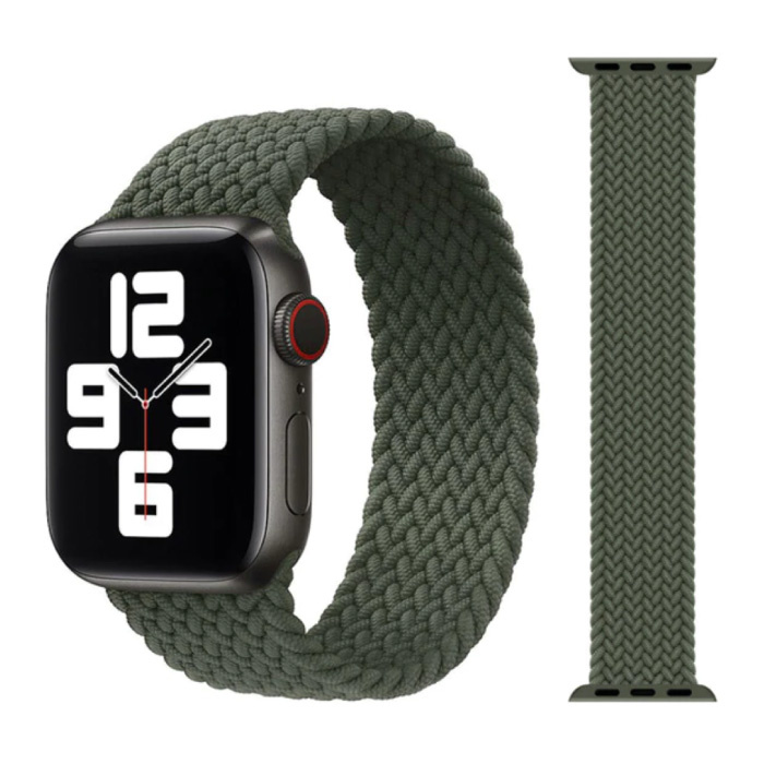 Gevlochten Nylon Bandje voor iWatch 38mm / 40mm  (Large) - Armband Strap Polsband Horlogeband Groen