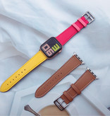 Stuff Certified® Lederband für iWatch 40mm - Armband Armband Robustes Lederarmband Edelstahlverschluss Dunkelblau