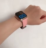 Stuff Certified® Skórzany pasek do zegarka iWatch 42 mm - Bransoletka Opaska na nadgarstek Trwały skórzany pasek do zegarka Zapięcie ze stali nierdzewnej Niebiesko-biały