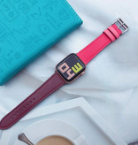 Stuff Certified® Skórzany pasek do zegarka iWatch 42 mm - Bransoletka Opaska na nadgarstek Trwały skórzany pasek do zegarka Zapięcie ze stali nierdzewnej Fioletowo-różowy