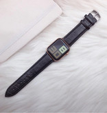 Stuff Certified® Lederband für iWatch 42mm - Armband Armband Robustes Lederarmband Edelstahlverschluss Krokodil-Schwarz