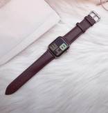 Stuff Certified® Leren Bandje voor iWatch 40mm - Armband Polsband Duurzaam Leer Horlogeband Roestvrij Staal Sluiting Donkerbruin