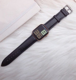 Stuff Certified® Skórzany pasek do zegarka iWatch 42 mm - Bransoletka Opaska na nadgarstek Trwały skórzany pasek do zegarka Zapięcie ze stali nierdzewnej Mightnight-Black