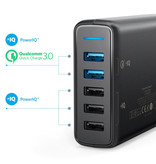 ANKER 5-Port Muur Oplader - PowerIQ Wallcharger AC Thuislader Stekkerlader Adapter Zwart