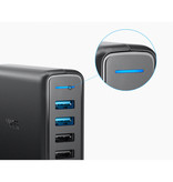 ANKER Cargador de pared de 5 puertos - Cargador de pared PowerIQ Cargador doméstico de CA Adaptador de cargador de enchufe Negro