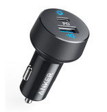 ANKER Caricabatteria da auto a doppia porta USB-C e USB da 30 W PowerIQ - nero