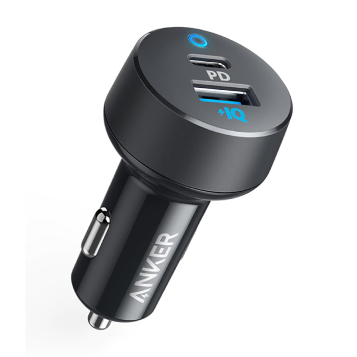 Cargador de coche PowerIQ de puerto doble USB-C y USB de 30 W - Negro