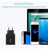 ANKER Stekkerlader - PowerIQ / Quick Charge 3.0 Wallcharger AC Thuislader Muur Oplader Adapter Zwart