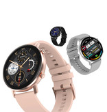 Sanlepus Smartwatch met Extra Bandje - Roestvrij Staal Mesh / Silicoon Fitness Sport Activity Tracker Horloge Android - Roze