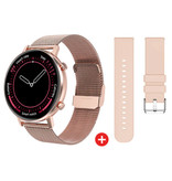 Sanlepus Montre connectée avec bracelet supplémentaire - Montre de suivi d'activité sportive en maille d'acier inoxydable / silicone Fitness Android - Rose