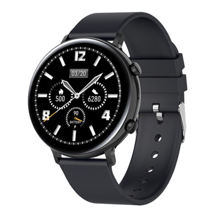 ECG Smartwatch - Reloj con rastreador de actividad deportiva con correa de silicona Android - Negro