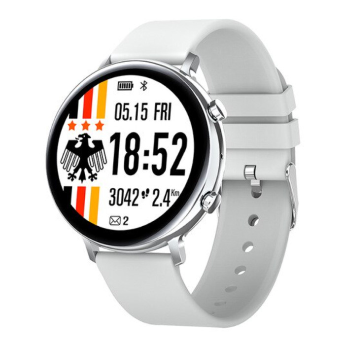 ECG Smartwatch - Cinturino in silicone Fitness Sport Activity Tracker Orologio Android - Bianco