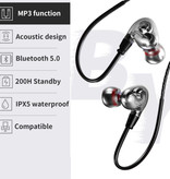 Nisheng Auricolari Bluetooth 5.0 X9 con archetto da collo Auricolari Auricolari iOS / Android Ecouteur Clear Sound Nero