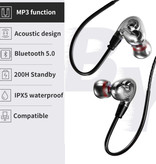 Nisheng Écouteurs X9 Bluetooth 5.0 avec écouteurs tour de cou Écouteurs iOS / Android Ecouteur Clear Sound Noir