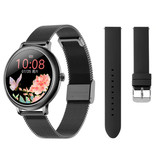 Sanlepus Smartwatch z dodatkowym paskiem - Siatka ze stali nierdzewnej / silikon Fitness Sport Activity Tracker Zegarek Android - Czarny