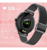 Sanlepus Smartwatch mit extra Armband - Edelstahlgewebe / Silikon Fitness Sport Activity Tracker Uhr Android - Schwarz