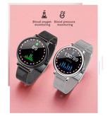 Sanlepus Smartwatch met Extra Bandje - Roestvrij Staal Mesh / Silicoon Fitness Sport Activity Tracker Horloge Android - Zwart