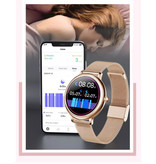 Sanlepus Montre connectée avec bracelet supplémentaire - Montre de suivi d'activité sportive en maille d'acier inoxydable / silicone Fitness Android - Noir