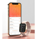 Sanlepus Inteligentny zegarek EKG 2021 ze skórzanym paskiem Fitness Sport Activity Tracker Zegarek z Androidem - różowe złoto