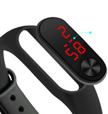 Sailwind Bracelet de montre numérique - Bracelet en silicone Écran LED Sport Fitness - Noir