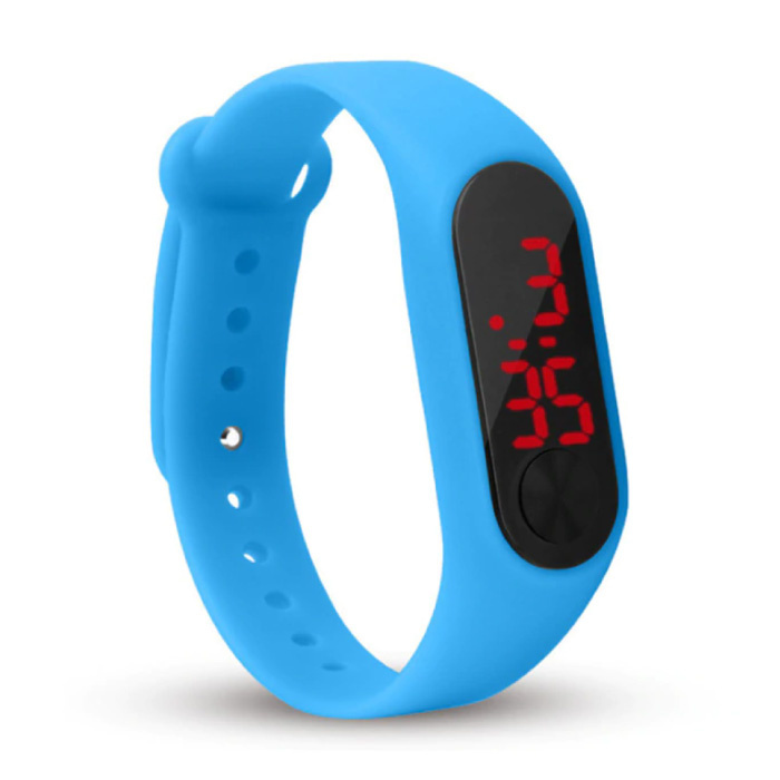 Digital Watch Wristband - Silicone Strap LED Screen Sport Fitness - Blue