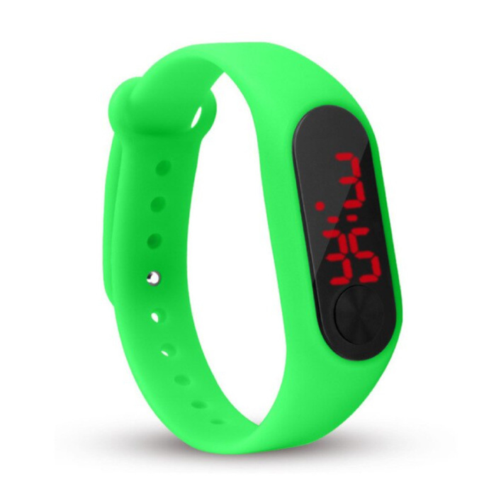 Pulsera de reloj digital - Correa de silicona Pantalla LED Deporte Fitness - Verde