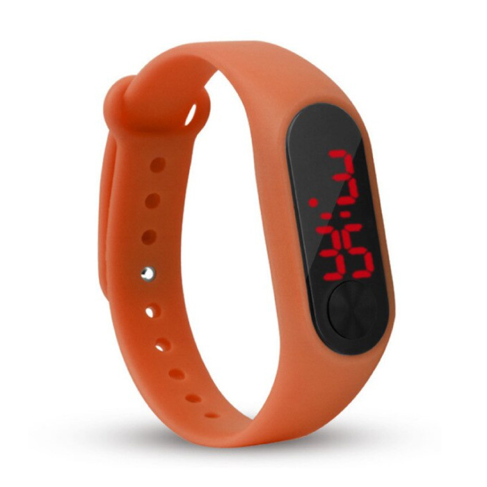 Opaska na nadgarstek do zegarka cyfrowego - pasek silikonowy Ekran LED Sport Fitness - pomarańczowy