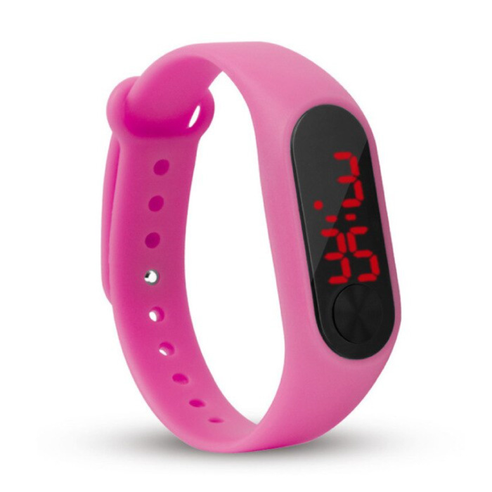 Opaska na nadgarstek do zegarka cyfrowego - pasek silikonowy Ekran LED Sport Fitness - różowy