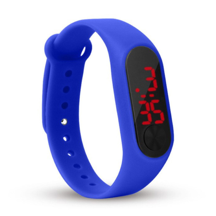 Pulsera de reloj digital - Correa de silicona Pantalla LED Deporte Fitness - Azul oscuro