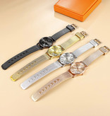 MUQGEW Uhr mit Herzen für Frauen - Quarz Luxus Anologue Uhrwerk Edelstahlgewebe für Frauen Roségold